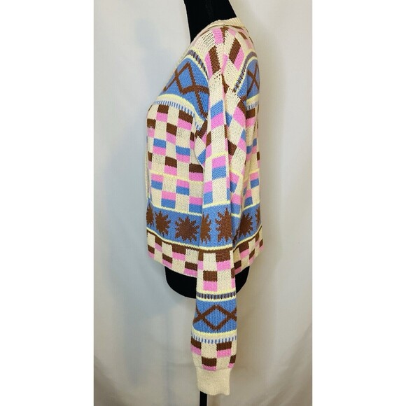 PacSun LA Hearts Multicolor‎ Colorblock Cozy Oversized Crop Cardigan Women's XS - Picture 3 of 12